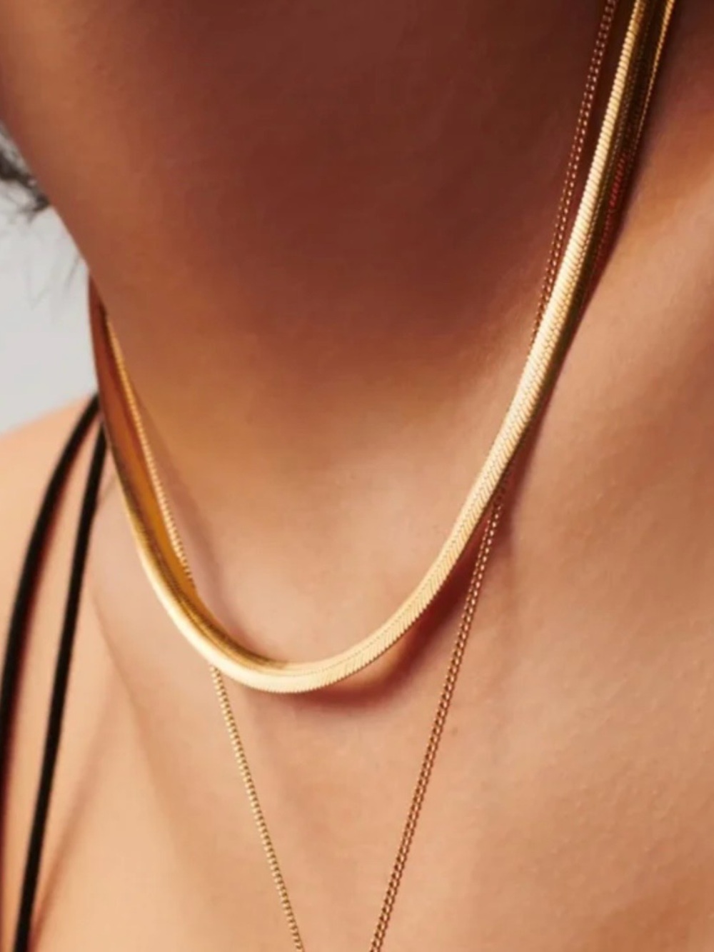 Missoma Gold Herringbone Layered Necklace. 18 ct gold plated on sterling silver